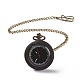 Reloj de bolsillo de madera de ébano con cadena de latón y clips WACH-D017-F02-AB-1