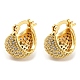 Brass Micro Pave Clear Cubic Zirconia Dome Hoop Earrings EJEW-Q785-10G-1