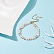 Natural Pearl Beaded Slider Bracelet for Women BJEW-JB08330-02-2