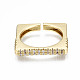 Brass Micro Pave Clear Cubic Zirconia Cuff Rings RJEW-Q161-011-NF-2