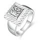 Classic Brass Cubic Zirconia Square Wide Band Finger Rings RJEW-BB00671-02-1