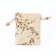 シルク包装袋  巾着袋  木製のビーズで  ビスク  14.7~15x10.9~11.9cm ABAG-L005-C02-1