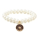 Bracelet extensible en perles d'imitation de verre avec breloques en alliage d'émail BJEW-JB09556-3