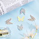 Chgcraft 20 Uds. 2 estilos de botones de mariposa con rhinestone de cristal FIND-CA0006-51-4