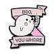 Halloween Ghost with Word BOO Who're You Enamel Pin JEWB-E023-05EB-01-1