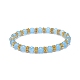 3 Stück 3-farbige natürliche Malaysien-Jade (gefärbt) und legierte Gänseblümchen-Perlen-Stretch-Armbänder für Frauen BJEW-JB08856-4