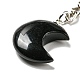 Porte-clés pendentif lune en obsidienne naturelle reiki KEYC-P015-01P-10-2
