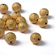 10mm Golden Color Brass Round Textured Beads X-EC226-G-1