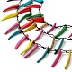 染色された天然ココナッツ牙の形のビーズマルチ連ネックレス  女性のためのボヘミアンジュエリー  カラフル  23.66インチ（60.1cm） NJEW-A007-01-3