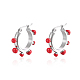 Boucles d'oreilles créoles élégantes en acier inoxydable avec perles rondes PQ6700-2-1