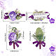 CRASPIRE 2PCS Flower Wrist Corsage Wedding Flowers Accessories Artificial Purple Rose Silk Wristband Boutonniere Buttonholes Rose Wrist Corsage AJEW-CP0001-72-2