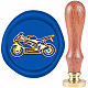 真鍮ワックスシーリングスタンプ  木製ハンドル付き  ゴールドカラー  DIYスクラップブッキング用  バイクの模様  20mm AJEW-WH0337-010-1