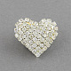 Grado de latón corazón un cabuchones de diamante de imitación KK-S125-1