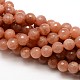 Grade AAA Natural Gemstone Sunstone Faceted Round Beads Strands G-E251-35-12mm-1