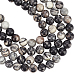 Arricraft natürlicher schwarzer Seidenstein / Netzstein runde Perlenstränge G-AR0002-82-1