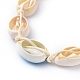 Adjustable Printed Cowrie Shell Braided Beaded Necklaces NJEW-JN02790-02-4