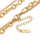 Double Chains Multi Layered Necklace with Rectangle Pendant STAS-D184-07G-3