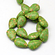Brins de perles en forme de goutte turquoise synthétique teint TURQ-Q100-10A-2