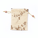 シルク包装袋  巾着袋  木製のビーズで  ビスク  14.7~15x10.9~11.9cm ABAG-L005-C02-2