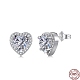 Rhodium Plated 925 Sterling Silver Micro Pave Cubic Zirconia Ear Studs for Women EJEW-P231-62P-1