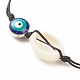 Bracelet de perles tressées en acrylique et émail mauvais œil BJEW-JB08130-02-5