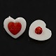 アクリルシャンクボタン  1穴  染め  愛とハートの中で​​ハート  バレンタインデーのために  ホワイト  15x15x2mm  穴：3x2mm X-BUTT-E057-01-2