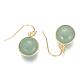 Flat Round Golden Tone Brass Natural & Synthetic Mixed Stone Dangle Earrings EJEW-M059-M-3