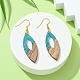 Boucles d'oreilles pendantes en résine bicolore et bois de noyer EJEW-JE05504-01-3