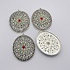 Antique Silver Plated Alloy Oval Big Pendants ALRI-N021-04-3