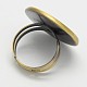 Adjustable Brushed Antique Bronze Eco-Friendly Brass Pad Ring Setting Components KK-M164-04AB-B-NR-2