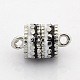 Platinum Plated Column Alloy Enamel Magnetic Clasps with Loops ENAM-P098-01-1