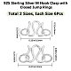 Creatcabin 12pcs 2 tamaño 925 cierres de gancho en S de plata esterlina STER-CN0001-27-2