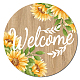 プリントウッドラウンドシート  ホームディスプレイ装飾用  歓迎の言葉  花柄  300x5mm AJEW-WH0334-007-1
