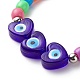 Bracelet en perles tressées cœur au chalumeau avec mauvais œil BJEW-JB08626-5