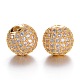CZ Brass Micro Pave Grade AAA Clear Color Cubic Zirconia Round Beads KK-O065-10mm-05G-NR-1