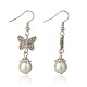 Set di gioielli di perle di vetro alla moda per le ragazze: braccialetti a farfalla e orecchini pendenti SJEW-PJS330-7