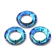 電気メッキガラスリンクリング  クリスタル宇宙リング  プリズムリング  多面カット  バックメッキ  丸いリング  ブルー  30x6.5mm  内径：17mm GLAA-A008-04C-08-1