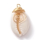 Natural Cowrie Shell Wire Wrapped Pendants PALLOY-JF00571-02-2
