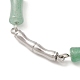 Bracelet en perles de bambou aventurine verte naturelle avec breloques en feuilles acryliques BJEW-TA00299-2