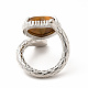Coeur de pierres précieuses avec anneau de manchette ouvert serpent RJEW-P082-02P-5
