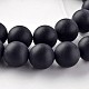 Dyed Frosted Natural Black Agate Round Beads Strands G-E330-8mm-02-1