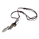 Einstellbar Retro-Zink-Legierung Anhänger und Lederband Lariat Halsketten für Männer NJEW-BB15987-B-1