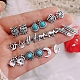 10 Pairs 10 Style Feather & Crown & Owl & Moon Synthetic Turquoise Stud Earrings AJEW-PW0005-31AS-4