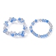 2 Uds. Juego de anillos elásticos de flores con cuentas trenzadas de vidrio de 2 estilos para mujer RJEW-JR00592-5