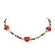 Colliers de perles de fleurs et de cœurs et de graines de verre NJEW-JN04374-4