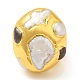 Brass Twist Oval Dome Adjustable Rings with Natural Pearl RJEW-M150-01G-2