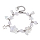 Bracelet à breloques étoile en alliage et cœur en acrylique BJEW-JB09688-1