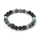 Bracelets extensibles avec pierres précieuses naturelles mélangées et perles d'agate noire naturelle (teintes) BJEW-JB04005-2