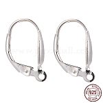 925 Sterling Silver Leverback Hoop Earring Findings, Silver, 17x9x3mm, Hole: 1mm