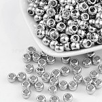 CCB perles en plastique, couleur de nickel, plat rond, 5x7mm, Trou: 4mm